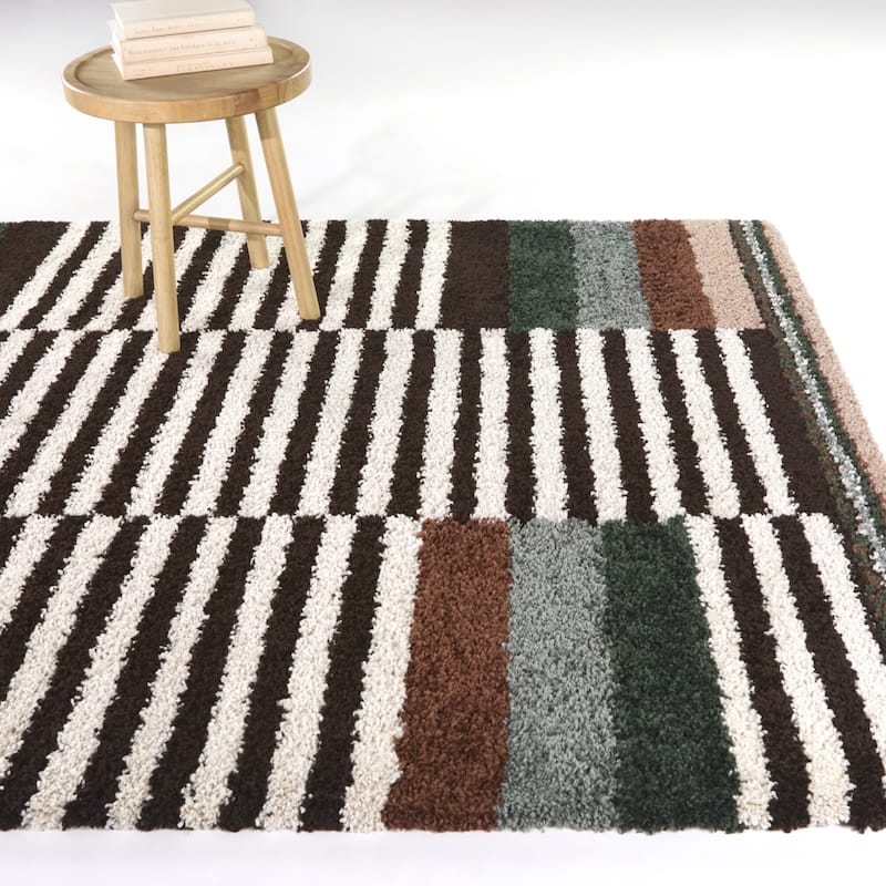 Katz Modern Striped Area Rug - 7'10" x 10' - Brown - Rectangle