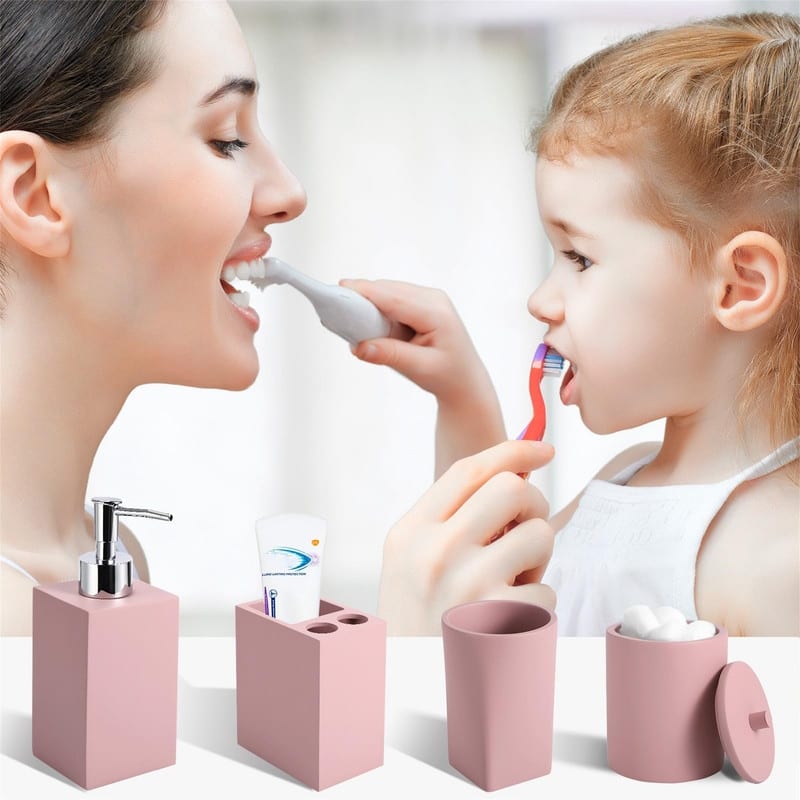 5Pcs Resin Pink Bathroom Sets