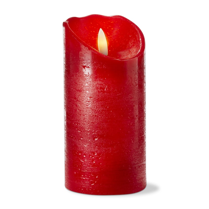 Weathered Red Flameless LED Pillar Candle 3x4 - Everyday Wax Candle for Home Decor, Wipe Clean, Safe & Stylish