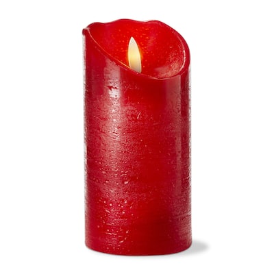 Weathered Red Flameless LED Pillar Candle 3x4 - Everyday Wax Candle for Home Decor, Wipe Clean, Safe & Stylish