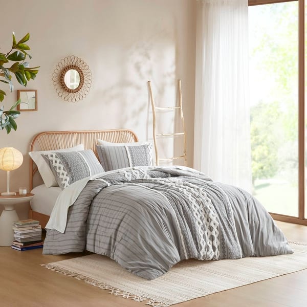 slide 2 of 26, INK+IVY Imani Cotton Printed Comforter Set with Chenille Gray - King
