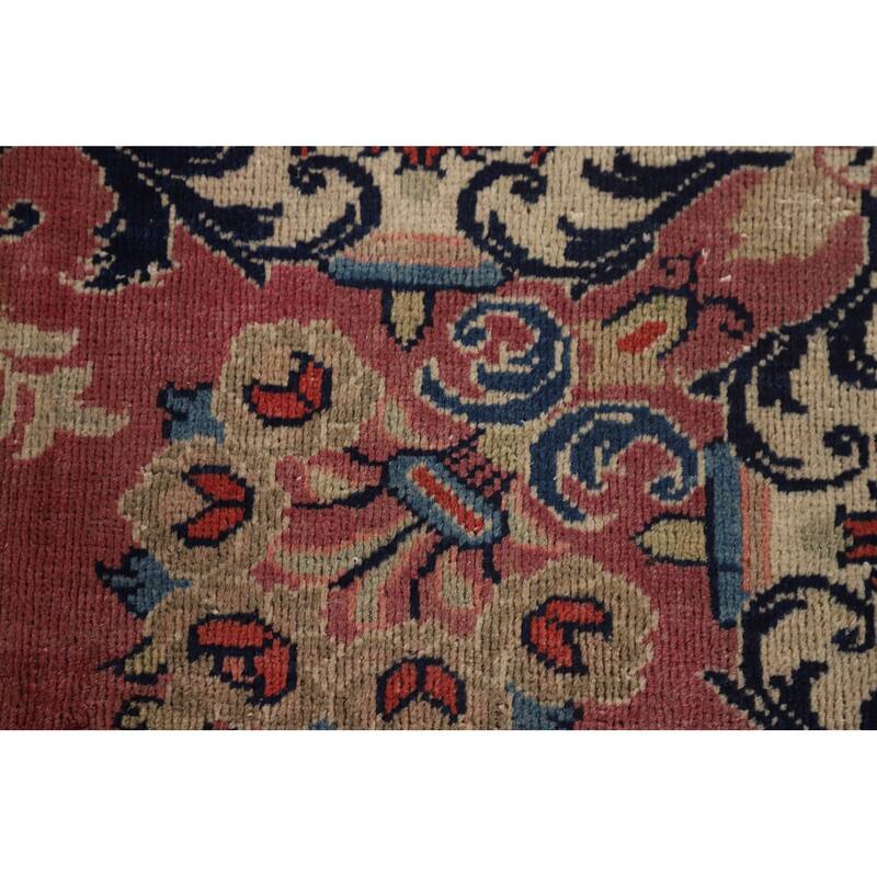 Pink Floral Mahal Persian Large Antique Area Rug Handmade Wool Carpet - 10'4"x 13'6"