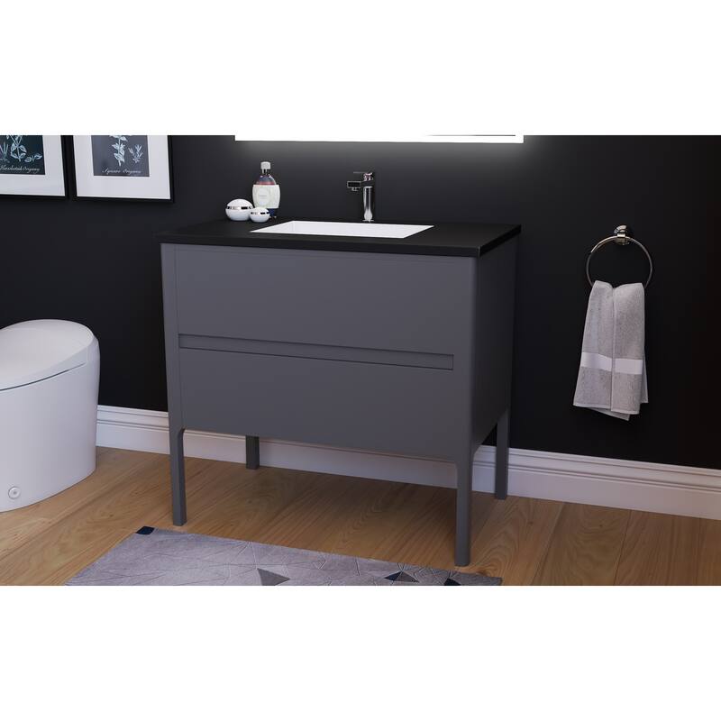 Serena 36" Bathroom Vanity Set - Black Top
