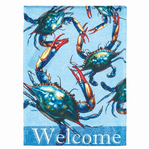 18" x 13" Blue Crab "Welcome" Garden Flag - N/A