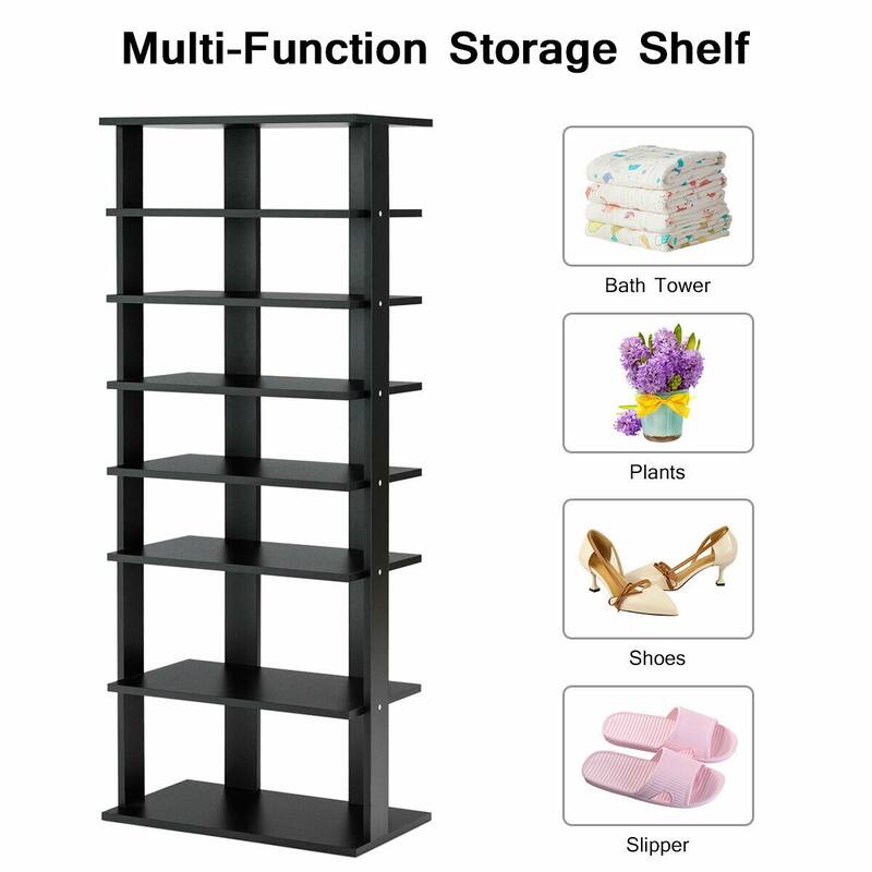 Gymax Patented 7-Tier Dual Shoe Rack Practical Free Standing Shelves