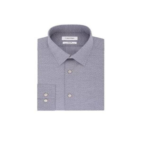 Calvin Klein Men's Printed Slim Fit Stretch Dress Shirt Blue Size 17X34X35  - 17X34-35 - Bed Bath & Beyond - 40641812