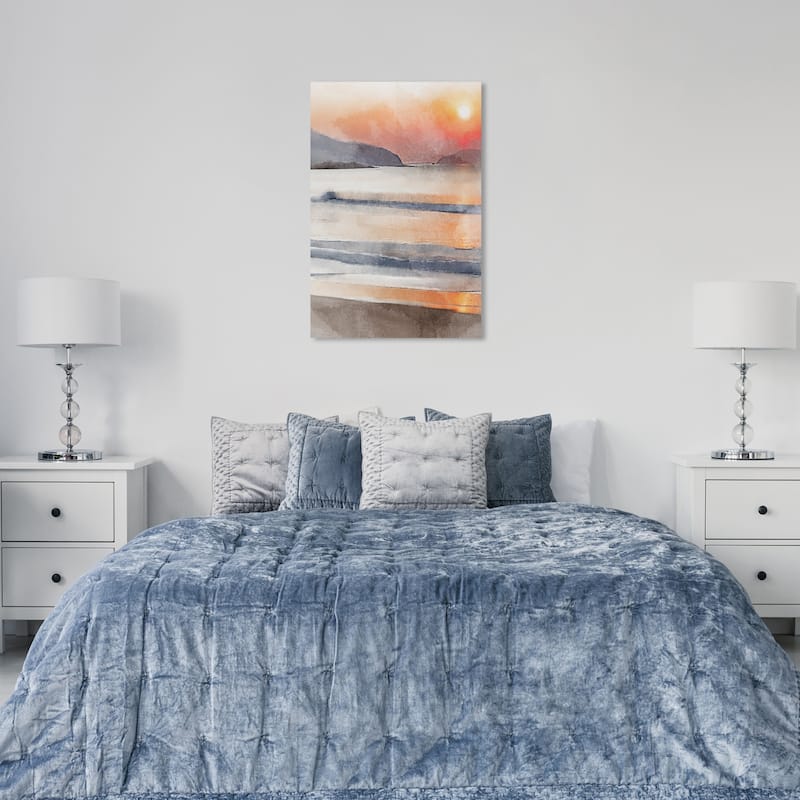Wynwood Studio Canvas Nautical and Coastal Amber Sky Beach II Orange and Nautical & Coastal Wall Art Canvas Print - 36 x 24