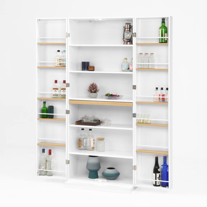 Kitchen Pantry Storage Cabinet, Freestanding Kitchen Cupboards, Buffet Cabinet with Doors & Adjustable Shelves