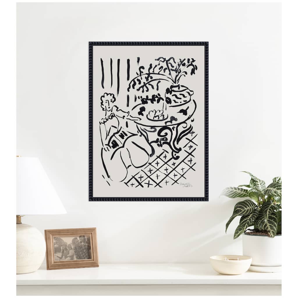 Kate and Laurel Fille assise a table 1947 Henri Matisse by Nostalgia Prints Framed Canvas Wall Art Print