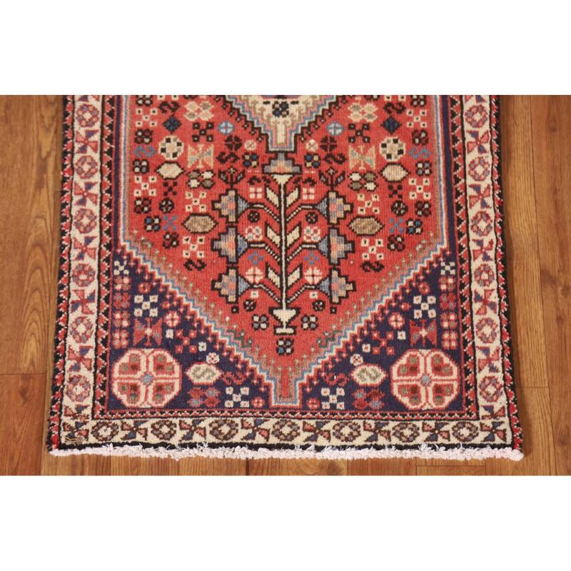 Abadeh Persian Vintage Area Rug Hand-knotted Wool Carpet - 1'10"x 3'5"