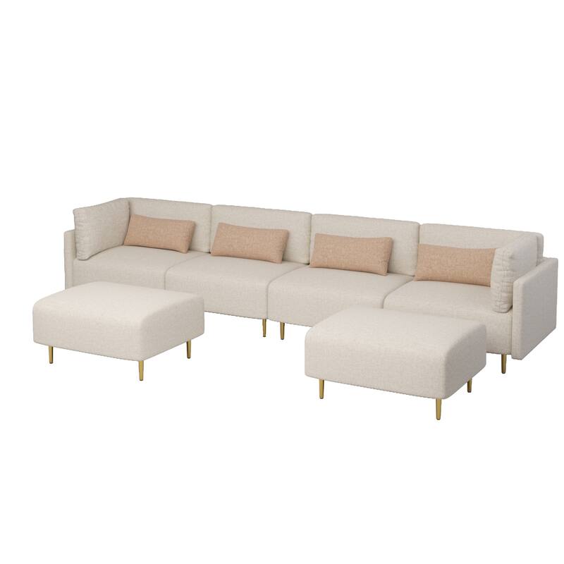 U-Shaped Sectional Sofa with Two Ottomans