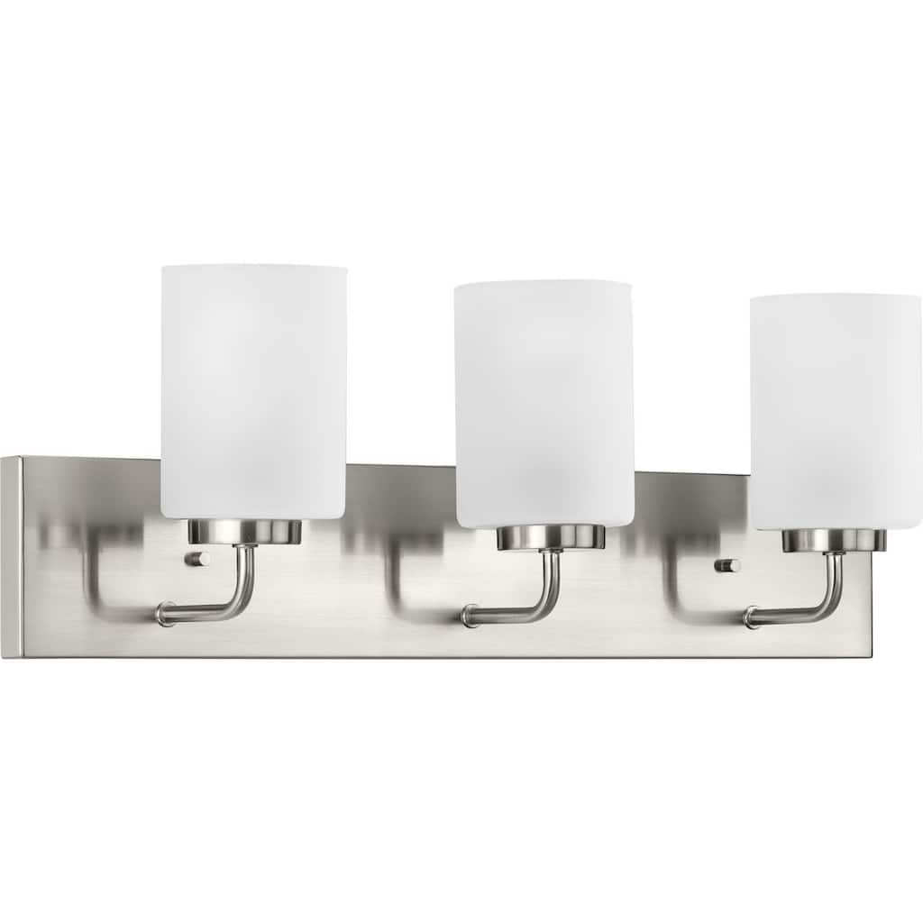 Merry Collection 3-Light Etched Glass Brushed Nickel Bath Vanity Light