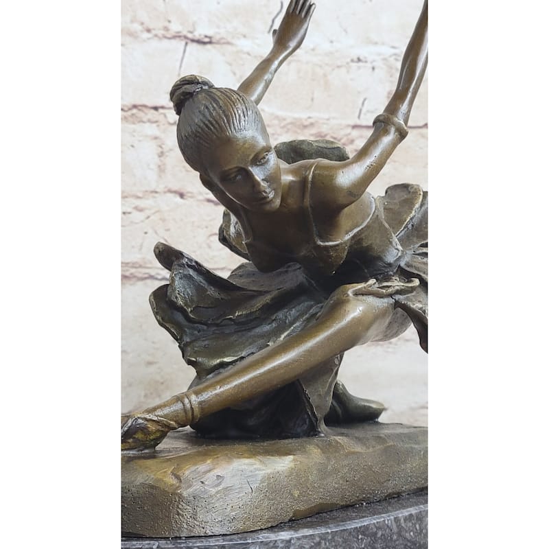Original Bronze Statue Free As Bird Ballerina Dancer Art Deco Marble Figurine Nr