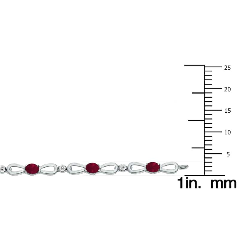Marquee Ruby and Natural Diamond Ribbon Loop Bracelet in .925 Sterling Silver