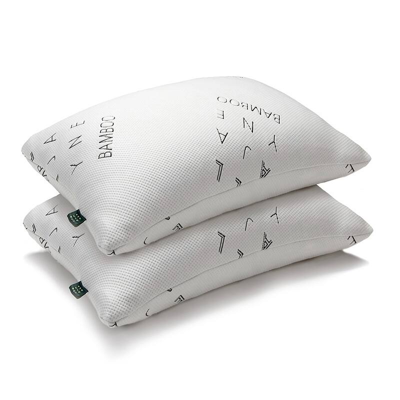 Bamboo Shredded Memory Foam Pillow, Adjustable Density, with Extra Fill and Carry Pouch - White - Set of 2