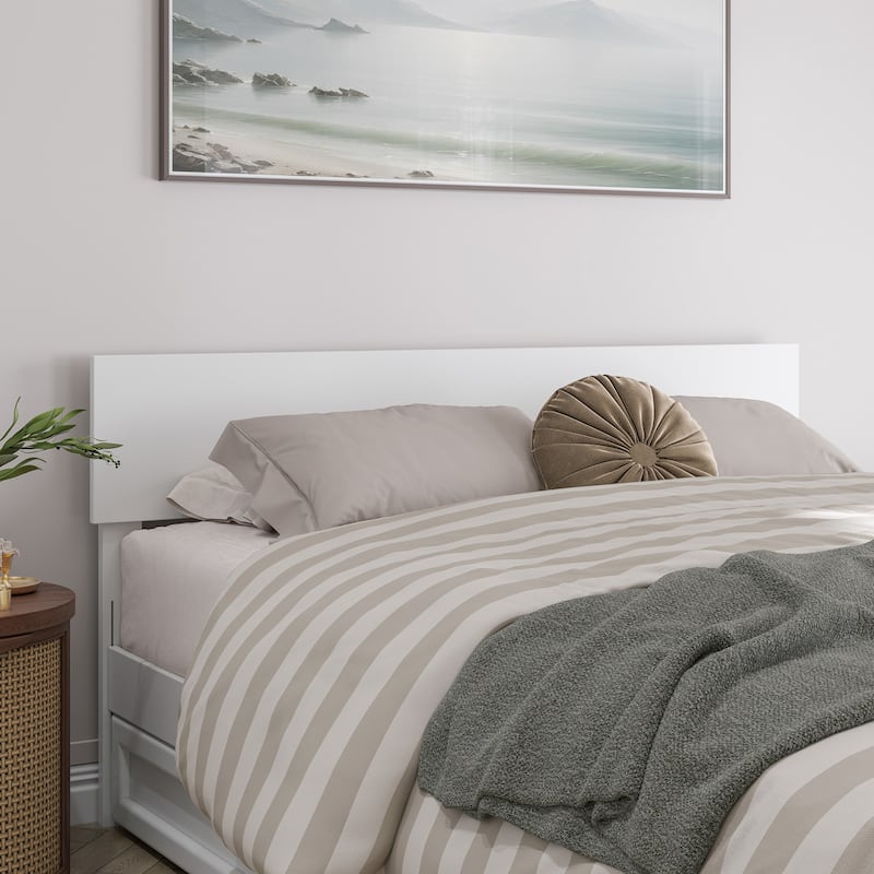 Full Size Solid Wood Headboard with Minimal Modern Profile, Smooth Walnut Finish for Bedroom Beds