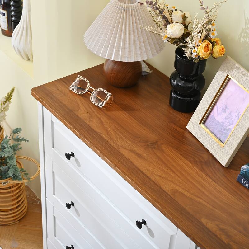 6 Drawer Dresser with Wide Drawer and Metal Handles for Bedroom, Wooden Dressers & Chests of Drawers for Hallway Entryway