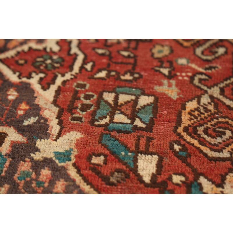 Hand Knotted Oriental 100% Wool Carpet Traditional Geometric Navy Blue & Blues Ardebil Runner Rug - 11' 2'' X 3' 1''