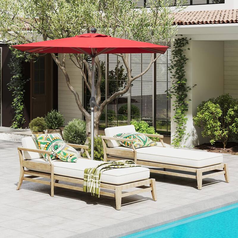 Red Crank Lift Patio Umbrella with Wind Vent, Durable Aluminum Frame, UV-Resistant Polyester Fabric