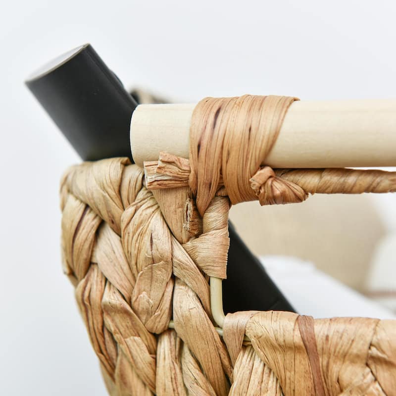 2-Pack Hand-Woven Storage Baskets with Wooden Handles, Wicker Basket for Organizing, Gift Choice