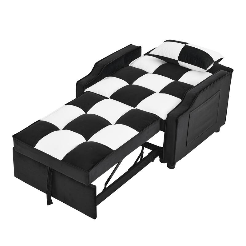 Velvet 3-in-1 Convertible Sleeper Chair with Pull-Out Bed & Adjustable Back