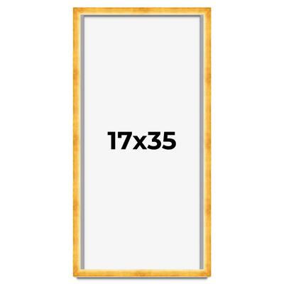 17x35 Shadow Box Frame Gold | 1.625 Inches Deep Real Wood Traditional