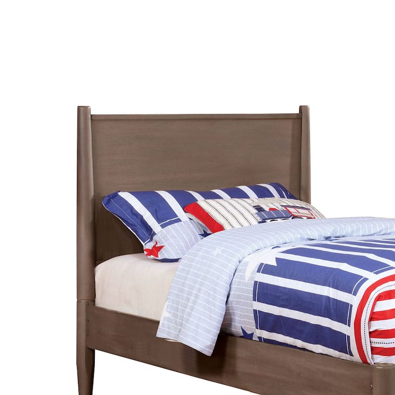 Wooden Transitional Twin Bed with Round Tapered Legs, Gray