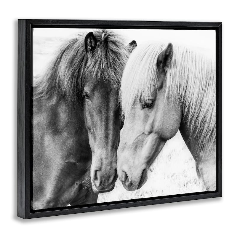 Stupell Horse Love Duo Portrait Framed Floater Canvas Wall Art Design by Sisi and Seb