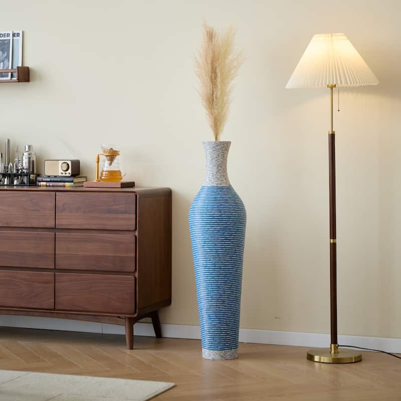 39-Inch Tall Standing Designer Floor Vase- Durable Artificial Rattan - Elegant Two-Ideal Decor Accent