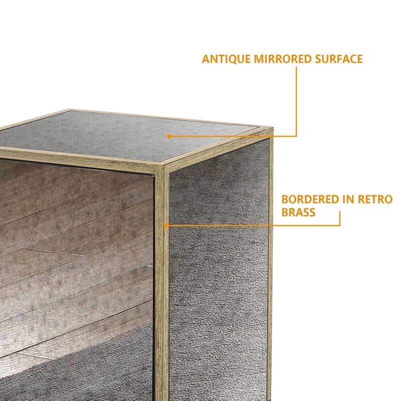 Vintage Mirrored End Table Side Table