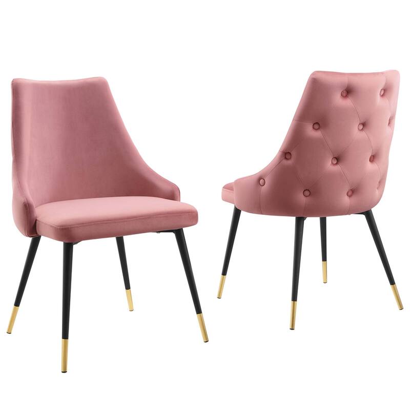 Modway Adorn Dining Side Chair Performance Velvet in Navy, Set of 2