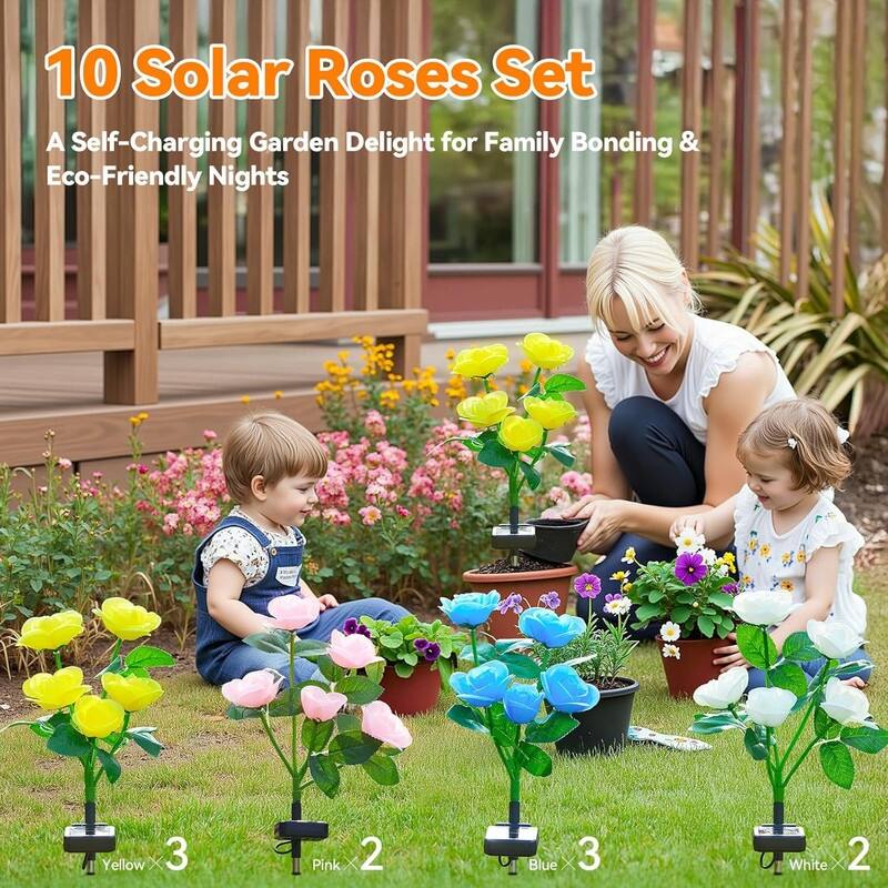 6-Pack Solar Rose Garden Lights – Color Changing, Waterproof