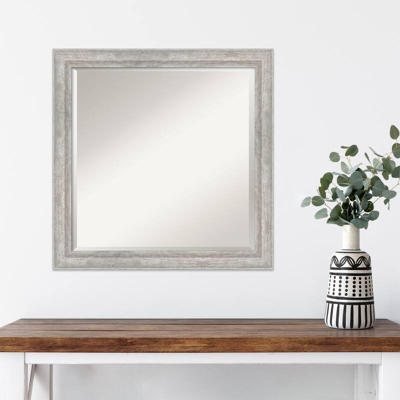 Angled Beveled Wood Framed Wall Mirror