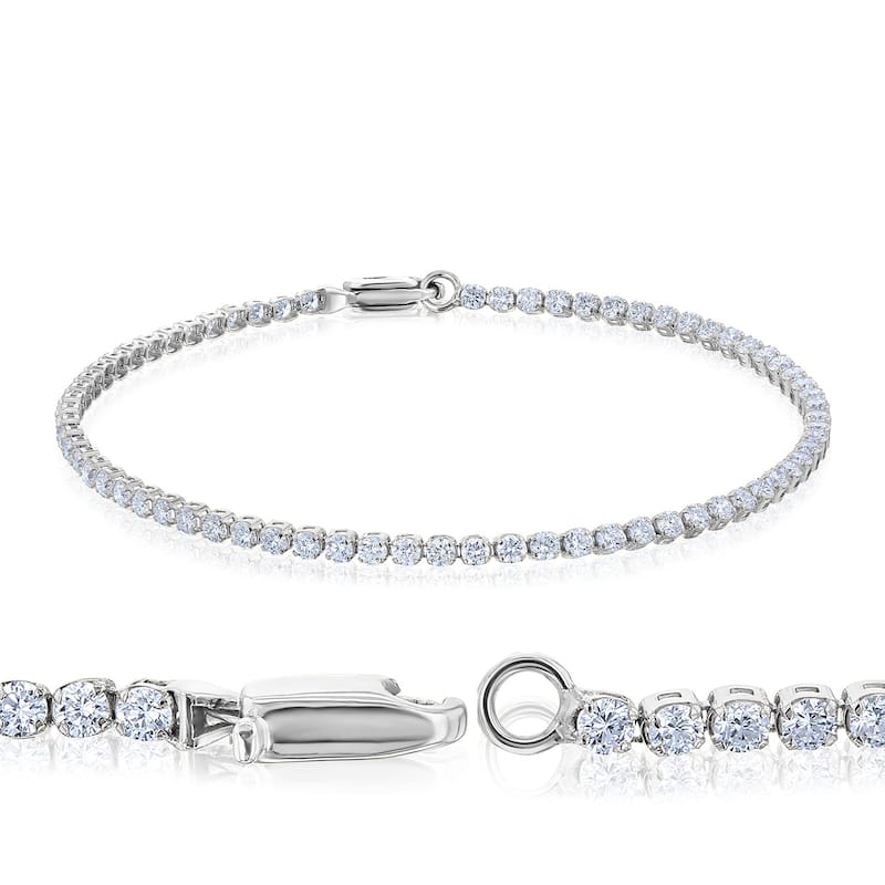 Kobelli Lab Grown Diamond 14k Solid Gold 2 mm Eternity Tennis Bracelet (DEF/VS) - White - 7 Inch
