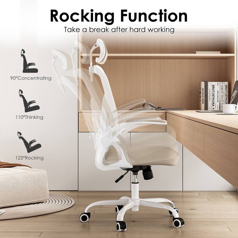 High Back Computer Chair with Armrests and Adjustable Lumbar Support