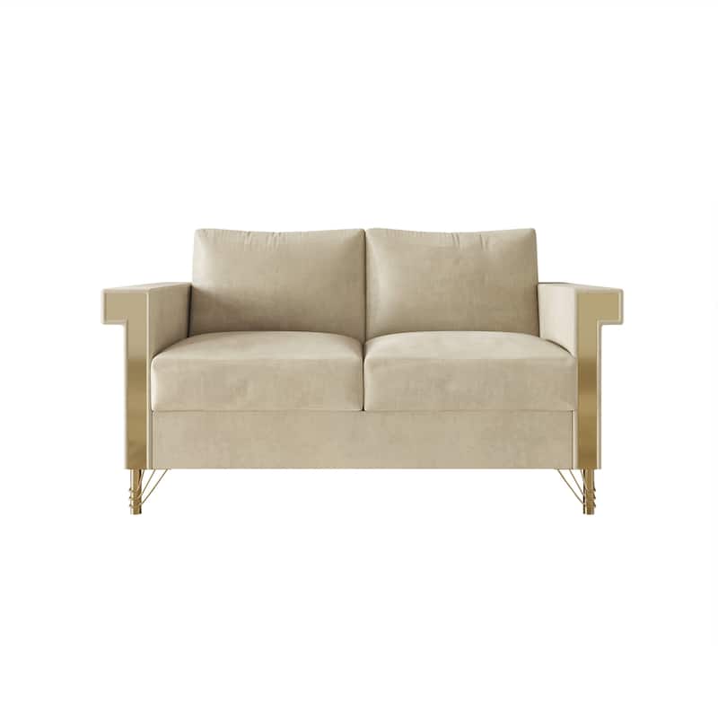 CraftPorch Luxurious Velvet Upholstered Loveseat - Champagne