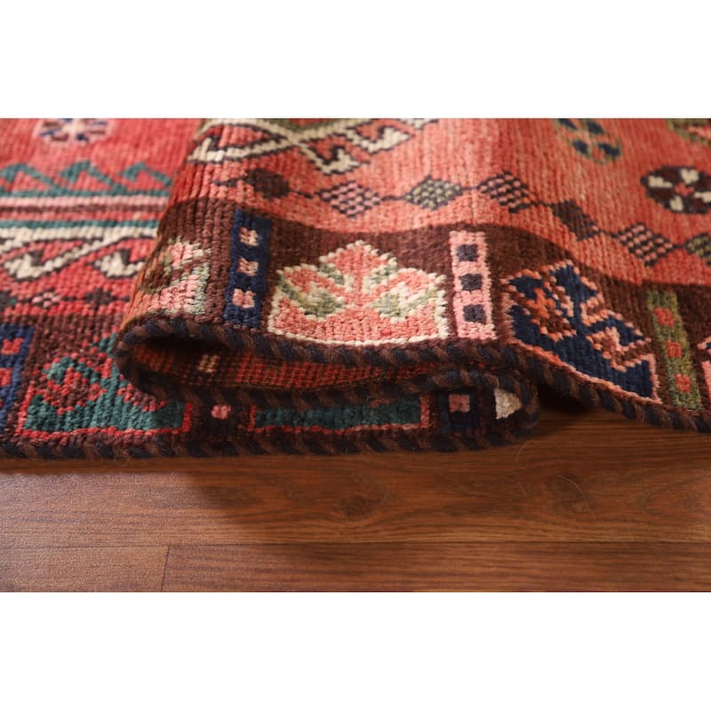 Tribal / Geometric Shiraz Persian Vintage Rug Handmade Wool Carpet - 4'1"x 8'4"