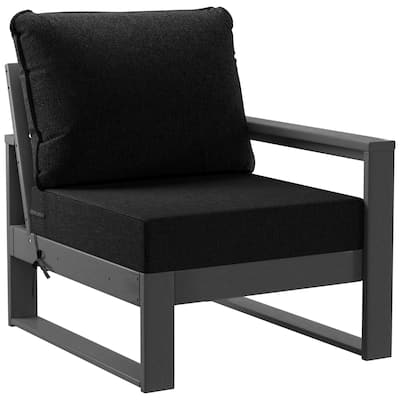 Polytrends Endless Patio Deep Seating Right Arm Chair with Gray Frame