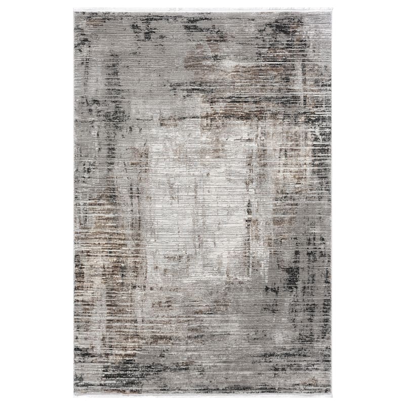 Obsession Collection Light Grey Abstract Area Rug