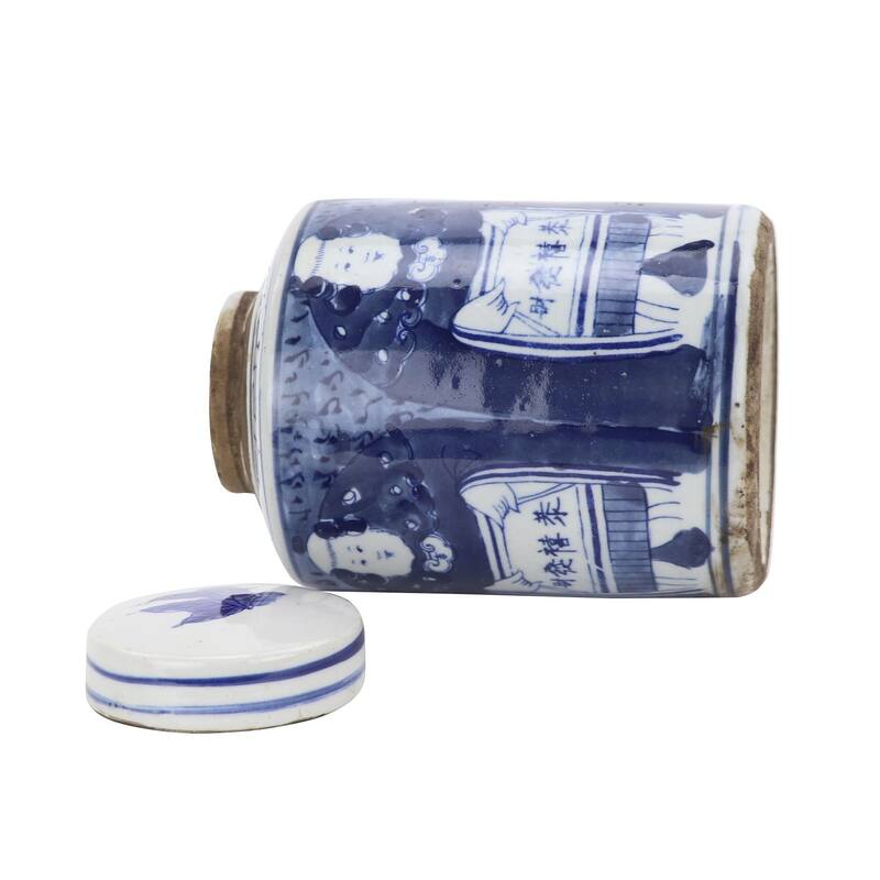 Blue And White Mini Tea Jar Lucky Boy