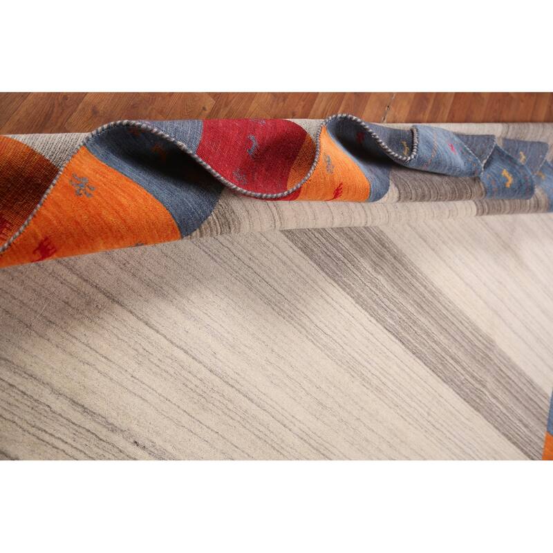 Gabbeh Indian Area Rug Hand-Knotted Wool Carpet - 8'3" x 9'8"