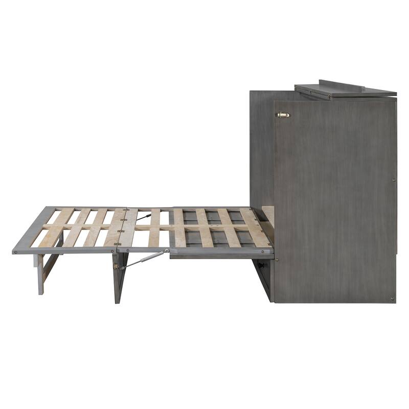 Modern Murphy Bed with Large Storage Drawers and USB Ports