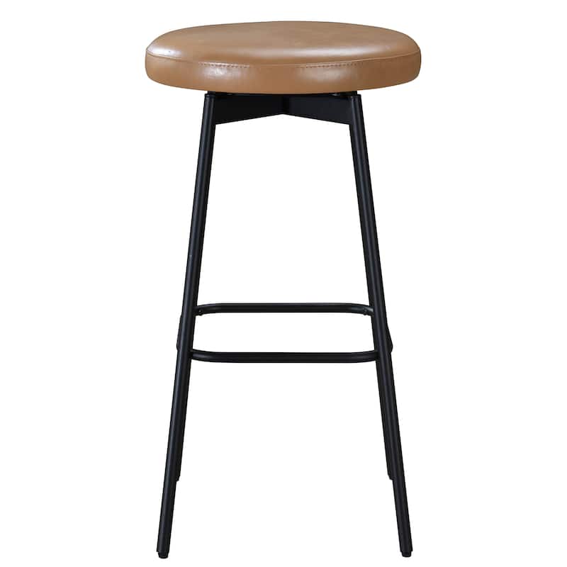 LuXeo Doheny Black Steel Legs Swivel Barstool (Set of 2) - N/A