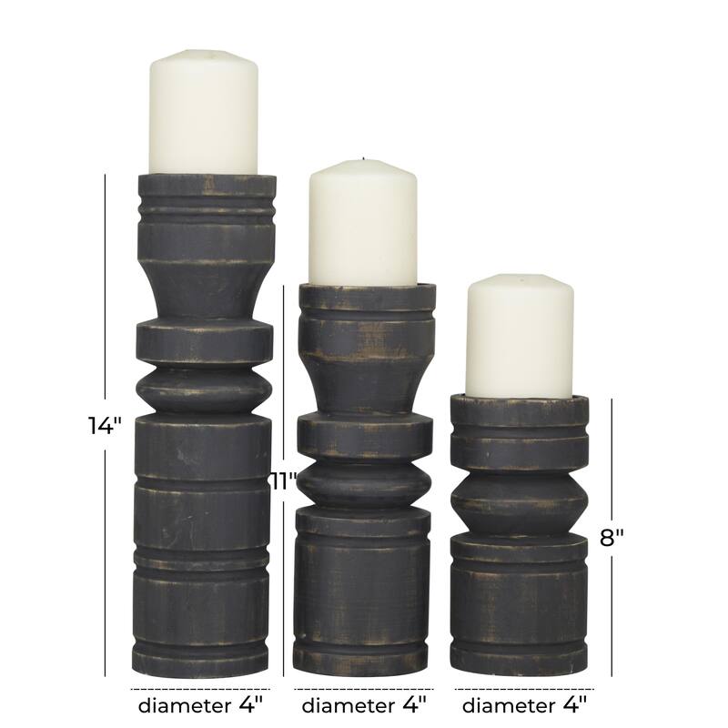 Black or White Wood Decorative Candle Holder (Set of 3)