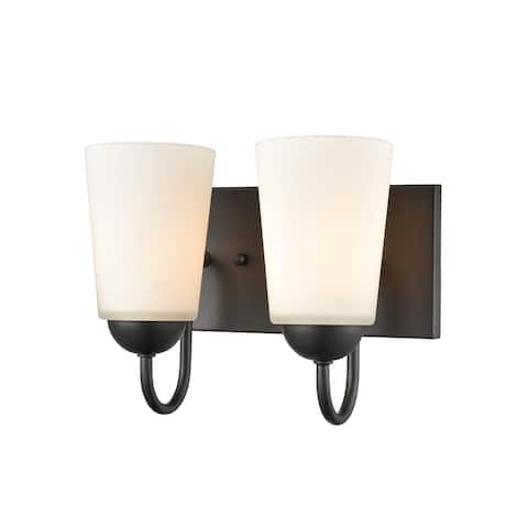 Millennium Lighting Ivey Lake 2 Light Bathroom Vanity Fixture in Multiple Finishes with Frosted Glass Shades