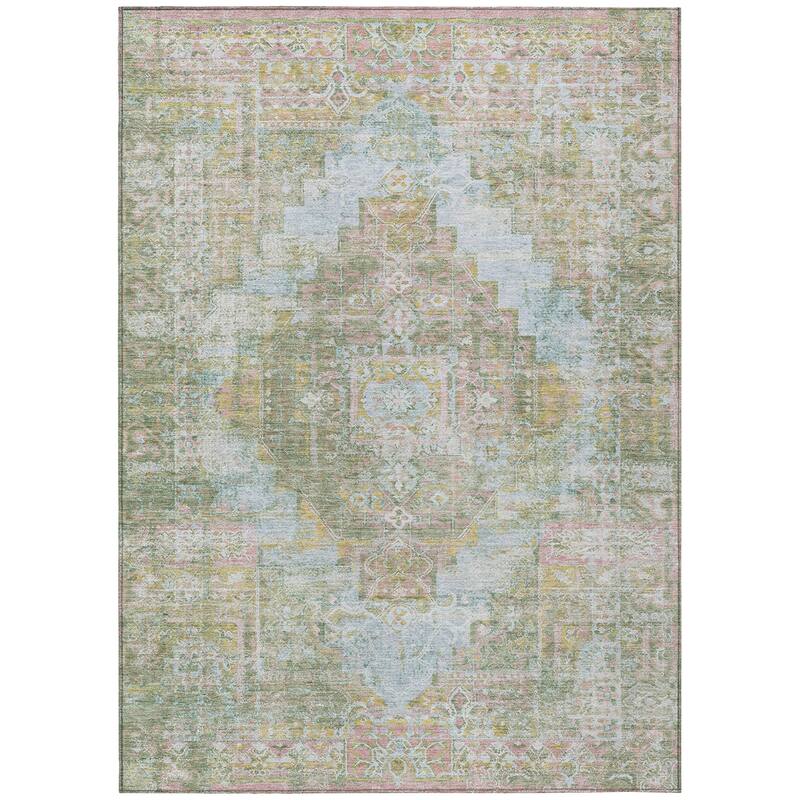 Machine Washable Indoor/Outdoor Traditional Global Chantille Rug