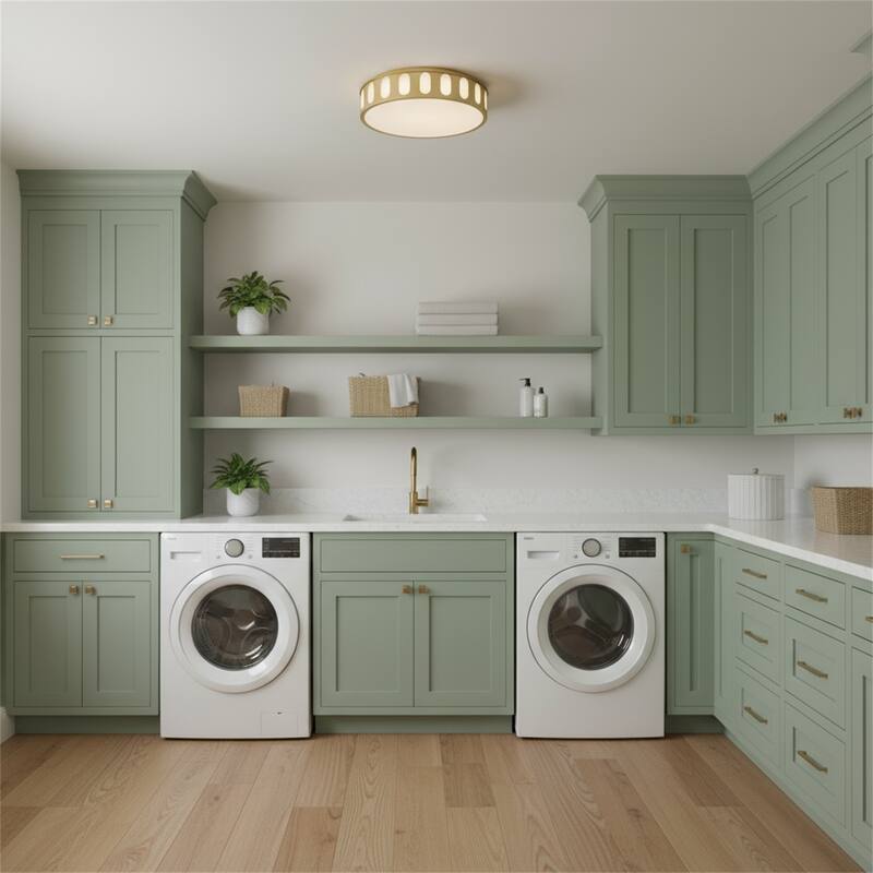 15.15-in Antique Brass LED Flush Mount