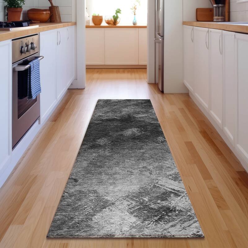 Premium Washable Super Soft Contemporary Abstract Mayfield Rug - Gray - 2' 3" x 7' 6" - Runner