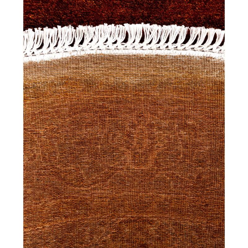 Overdyed One-of-a-Kind Hand-Knotted Area Rug - Orange - 4' 1" x 4' 1"