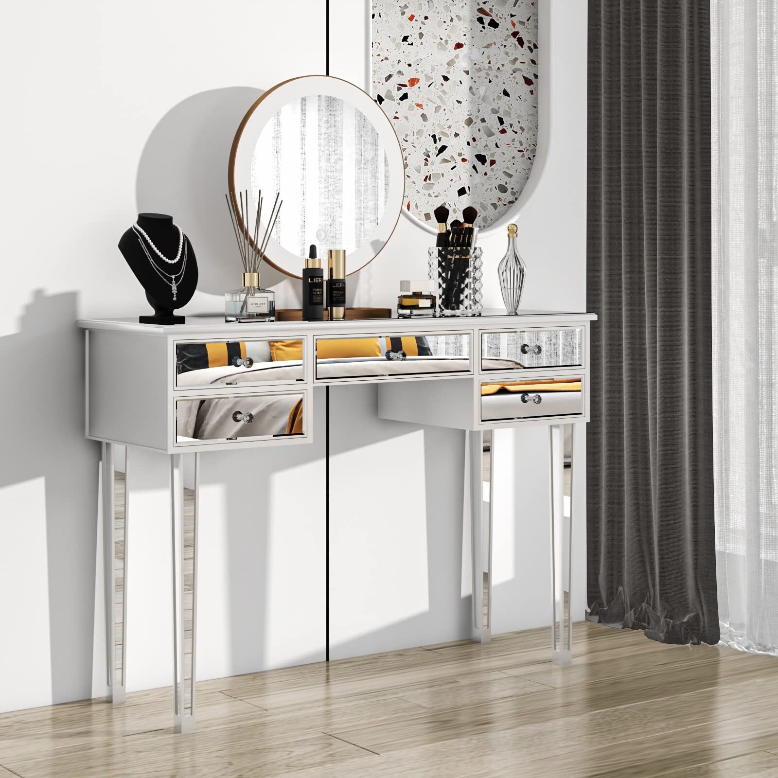 Vanity desk silver discount